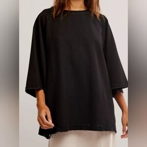 Free People Black Oversized Short Sleeve Tee